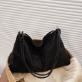Sac fourre-tout noir à strass brillants avec bandoulières à nœuds élégantes - Noir