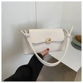 Borsa a tracolla trapuntata bianca con fibbia dorata e tracolla con nodo alla moda - Bianco