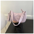 Detail of light purple shoulder bag with matching coin purse and smooth PU leather - Purple