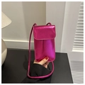 Mini borsa a tracolla fucsia metallizzato con tracolla sottile e finitura lucida - Rosa Rosso