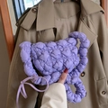 Sac fourre-tout plissé violet clair avec texture nuageuse et design matelassé - Violet