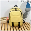 Mochila casual minimalista amarillo brillante con cremalleras negras - Amarillo