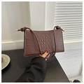 Détails du sac à main rétro marron foncé motif crocodile avec poignées nouées - Marron