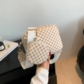 Bolso bandolera de moda con patrón vintage marrón, correa blanca y pequeño monedero redondo - Blanco