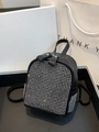 Mini zaino nero alla moda con strass scintillanti e dettagli di cerniere in metallo - Argento