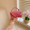 Mini rose pink croc-effect square handbag with gold chain strap and metal detail - Rose Red
