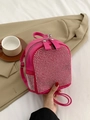 Mini zaino fucsia con strass luminosi, borchie argentate e doppia chiusura lampo - Rosa Rosso