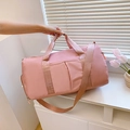 Pink waterproof nylon gym bag with dry-wet separation and shoulder strap for travel - Pink