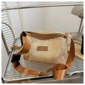 Handgewebte Umhängetasche in Beige-Braun mit verstellbarem Gurt und Reißverschluss - Braun