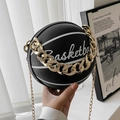 Borsa a tracolla nera a forma di basket con catena dorata e finitura in PU martellata - Nero