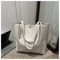 Bolso tote minimalista de cuero PU blanco con gran capacidad y correas de hombro dobles - Blanco
