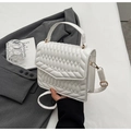 Witte gewatteerde PU-leren schoudertas met handvat en goudkleurige hardware - Wit