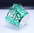 Metallic green laser-cut cupcake wrappers with reindeer and forest镂空 design - Reflective Green