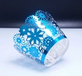 Royal blue laser-cut floral cupcake wrappers with metallic finish and daisy patterns - 5cm / Reflective Blue
