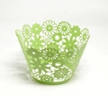Detailed laser-cut floral pattern on a light green cupcake wrapper for party decor - 5cm / Fruit Green