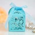 Boîte cadeau élégante bleu clair découpée au laser avec ruban assorti et décor perlé - Bleu Tiffany