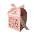 Pink laser-cut star gift box with pink organza ribbon for parties and celebrations - Pink