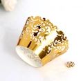 Macro detail of laser-cut golden lace cupcake wrappers with elegant vine patterns - 5cm / Reflective Gold