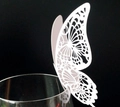 Laser cut white butterfly paper card for glass rim decoration in 3D hollow design - White