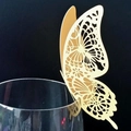 Intricate laser-cut 3D butterfly glass card in beige for elegant wedding table decor - Beige