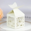 Elegante lasergeschnittene Schachtel in Creme für Hochzeitsbonbons und Gastgeschenke - Elfenbein