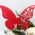 Sparkling dark red butterfly paper cup card with elegant laser-cut floral patterns - Pearlescent Red
