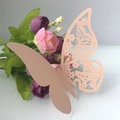 Laser-cut butterfly place card in soft pink for wedding banquet and party decoration - Champagne Gold (Jade Star)