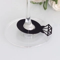 Elegant black diamond ring shape laser cut paper wine glass marker for wedding decor - Black Khaki