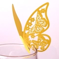 Laser-cut yellow butterfly card used as a decorative wine glass place marker - Gold Yellow