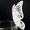 White laser-cut butterfly cup card and wedding place card with intricate patterns - White