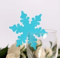 Blue snowflake laser cut paper place cards for wine glass decoration in party and wedding - Sky Blue