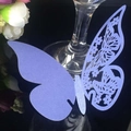 Lavender purple 3D butterfly glass card with laser-cut hollow floral design for weddings - Sapphire Blue