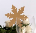 Brown kraft paper snowflake place card laser cut decoration on transparent glass - Beige Gold