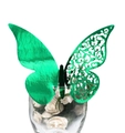 Detailed view of a green metallic butterfly card with hollow laser cut for glass decoration - 50 Sheets / Reflective Green