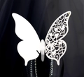 Elegant laser-cut butterfly place card in white pearlescent paper for wedding glass decor - White