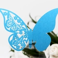 Laser-cut blue butterfly place card for wine glass wedding and party decorations - Sky Blue