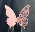 Elegant rose gold laser-cut butterfly place card for wine glass rim decoration - Pink