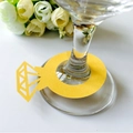 Marcador de copa amarillo con forma de anillo de diamante para bodas y fiestas - Dorado