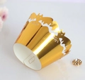 Macro detail of laser-cut gold mirror Halloween cupcake wrapper with bat design - Bat Hollowed-out Style (Reflective Gold) / Reflective Gold
