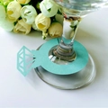 Tarjetas de mesa de papel verde menta con forma de anillo de diamante para bodas - Azul Tiffany