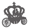 Silhouette de carrosse découpée au laser avec cœur pour décoration de mariage chic - Charbon Argenté