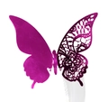 Detail of 3D plum purple laser-cut butterfly with a hollow pattern and metallic finish - Reflective Rose Red