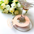 Peach diamond ring shape cutout wine glass place cards for wedding table decoration - Pink