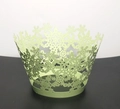 Detail of laser-cut light green cupcake wrapper with intricate snowflake patterns - 5cm / Fruit Green