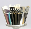Macro shot of silver laser-cut cupcake wrapper featuring a detailed train silhouette design - 5cm / Reflective Silver