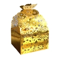 Elegante scatola regalo dorata traforata per matrimoni con chiusura a farfalla - Oro Riflettente