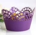 Deep purple laser-cut cupcake wrappers with elegant scalloped pattern for party decor - 5cm / Dark Purple