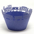Laser cut steam train cupcake wrappers in dark blue pearlescent paper for party - 5cm / Sapphire Blue