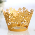 Laser-cut gold snowflake cupcake wrappers for wedding and Christmas party decorations - 5cm / Gold