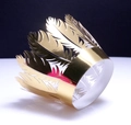 Golden laser-cut cupcake wrappers with elegant feather lace design for party decoration - Reflective Gold
